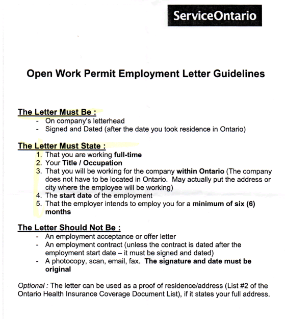 Open Work Permit Employment Letter Guideline – Assisting Hong Kong