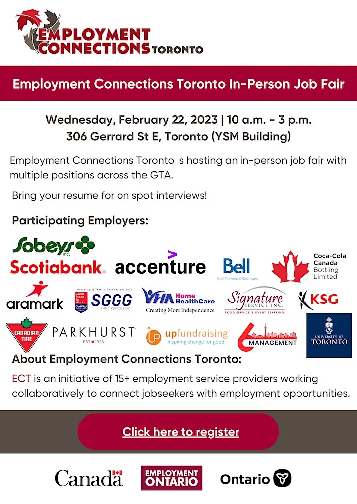 Employment Connections Toronto In-Person Job Fair 20230222